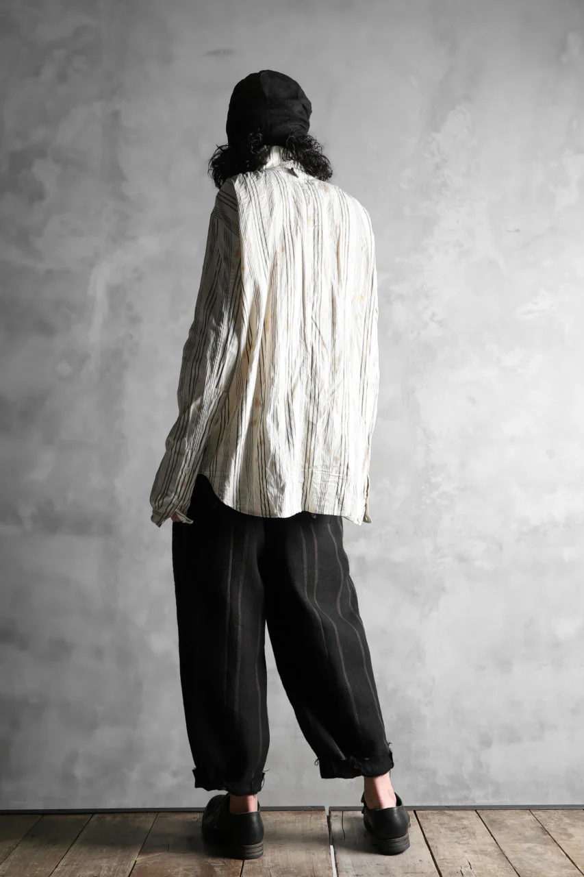 Aleksandr Manamis High Collar Stripe Shirt / Tea Stain Dyed - Image 31