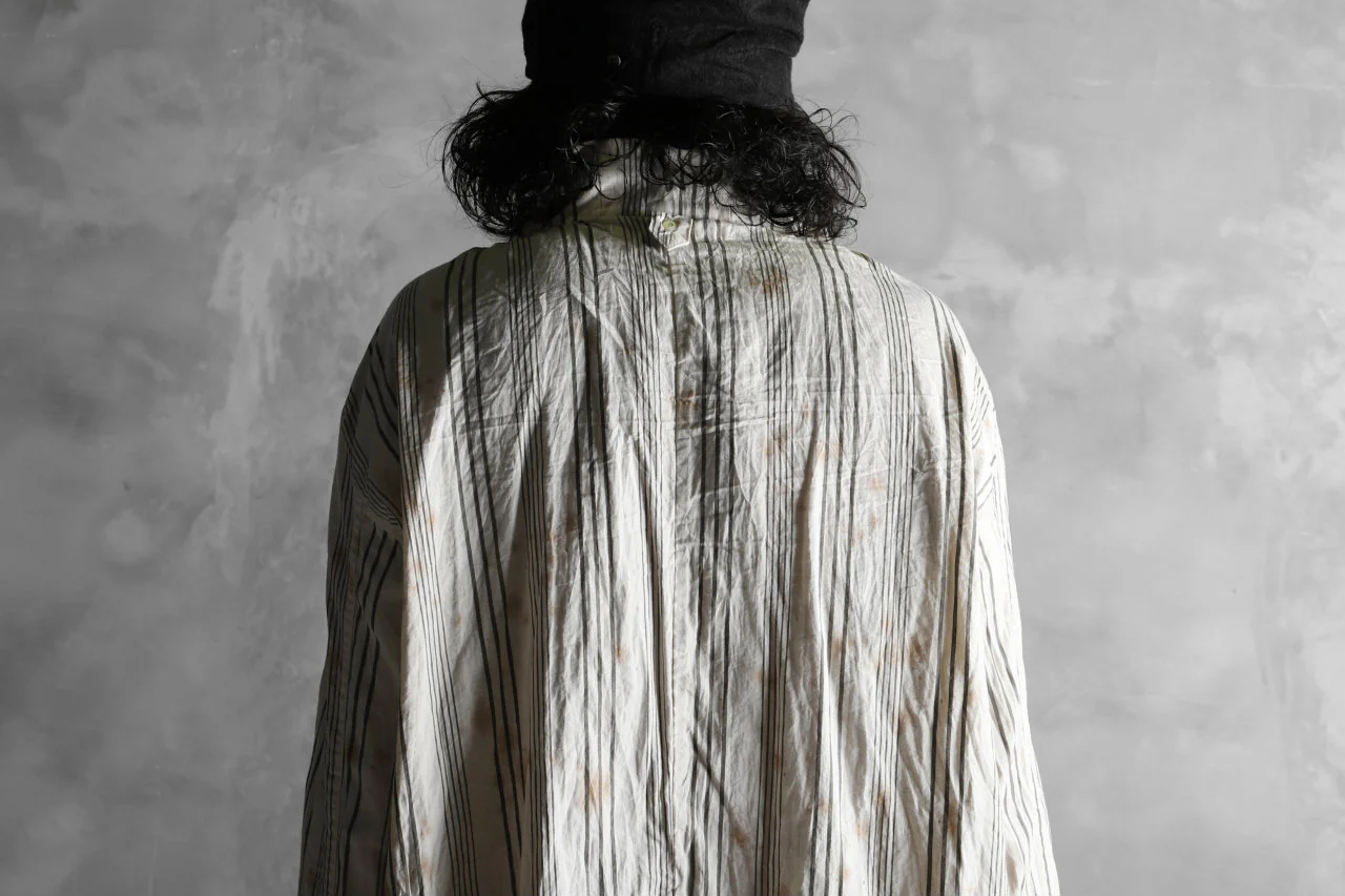 Aleksandr Manamis High Collar Stripe Shirt / Tea Stain Dyed - Image 35