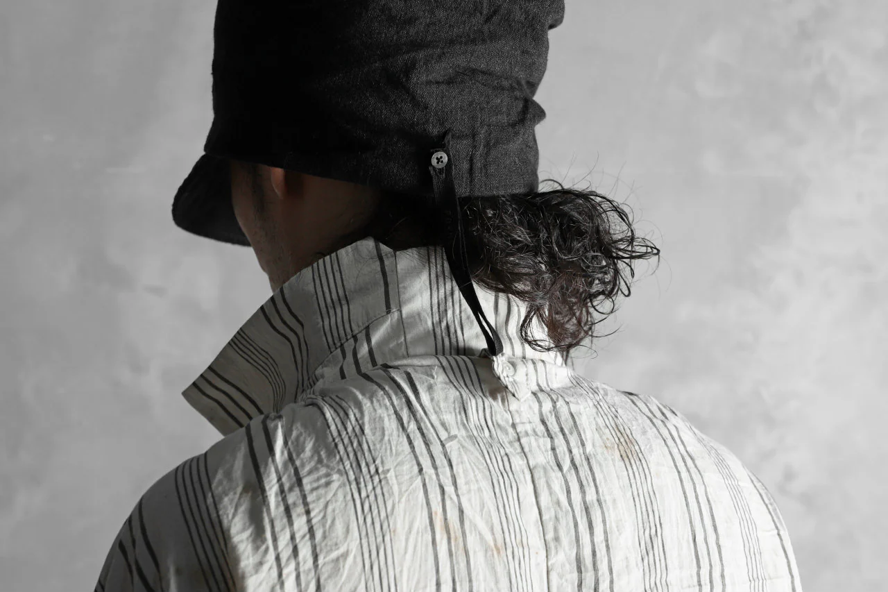 Aleksandr Manamis High Collar Stripe Shirt / Tea Stain Dyed - Image 37