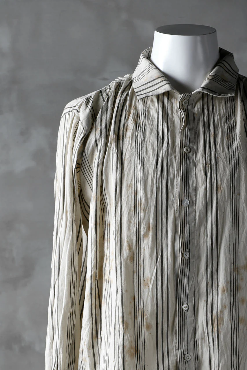Aleksandr Manamis High Collar Stripe Shirt / Tea Stain Dyed - Image 8