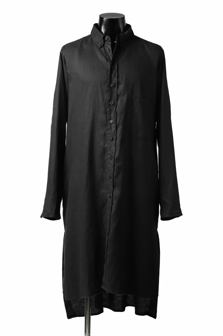 Aleksandr Manamis Long Box Pleat Shirt (BLACK) - Image 2