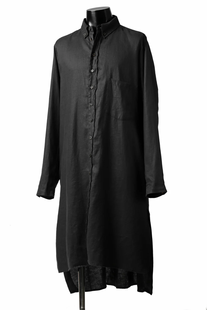 Aleksandr Manamis Long Box Pleat Shirt (BLACK) - Image 3