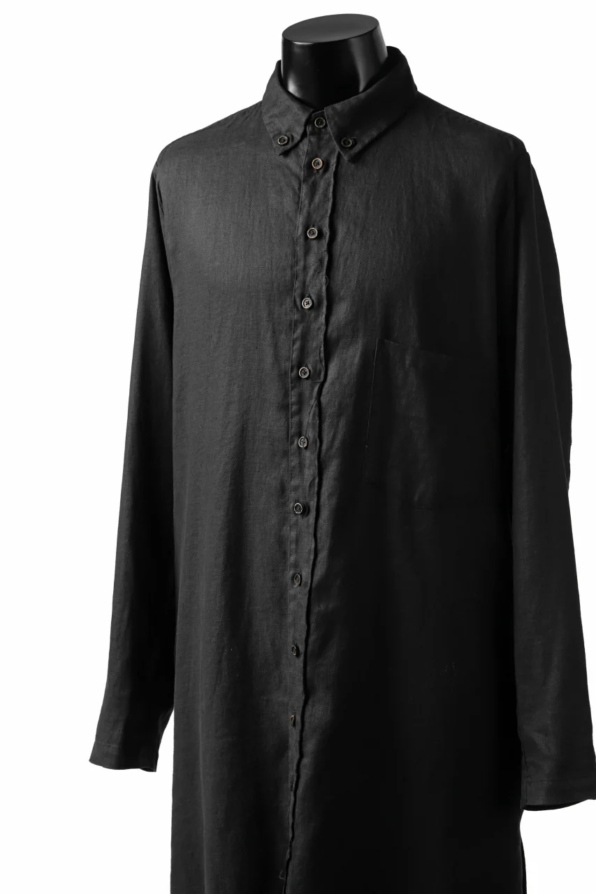 Aleksandr Manamis Long Box Pleat Shirt (BLACK) - Image 8