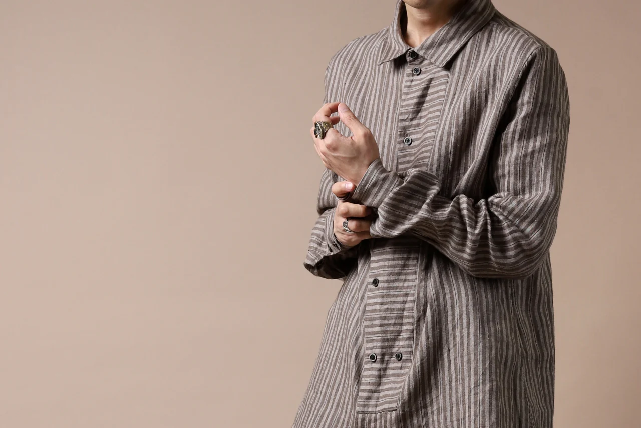 Aleksandr Manamis Mended Shirt (BROWN STRIPE) - Image 26