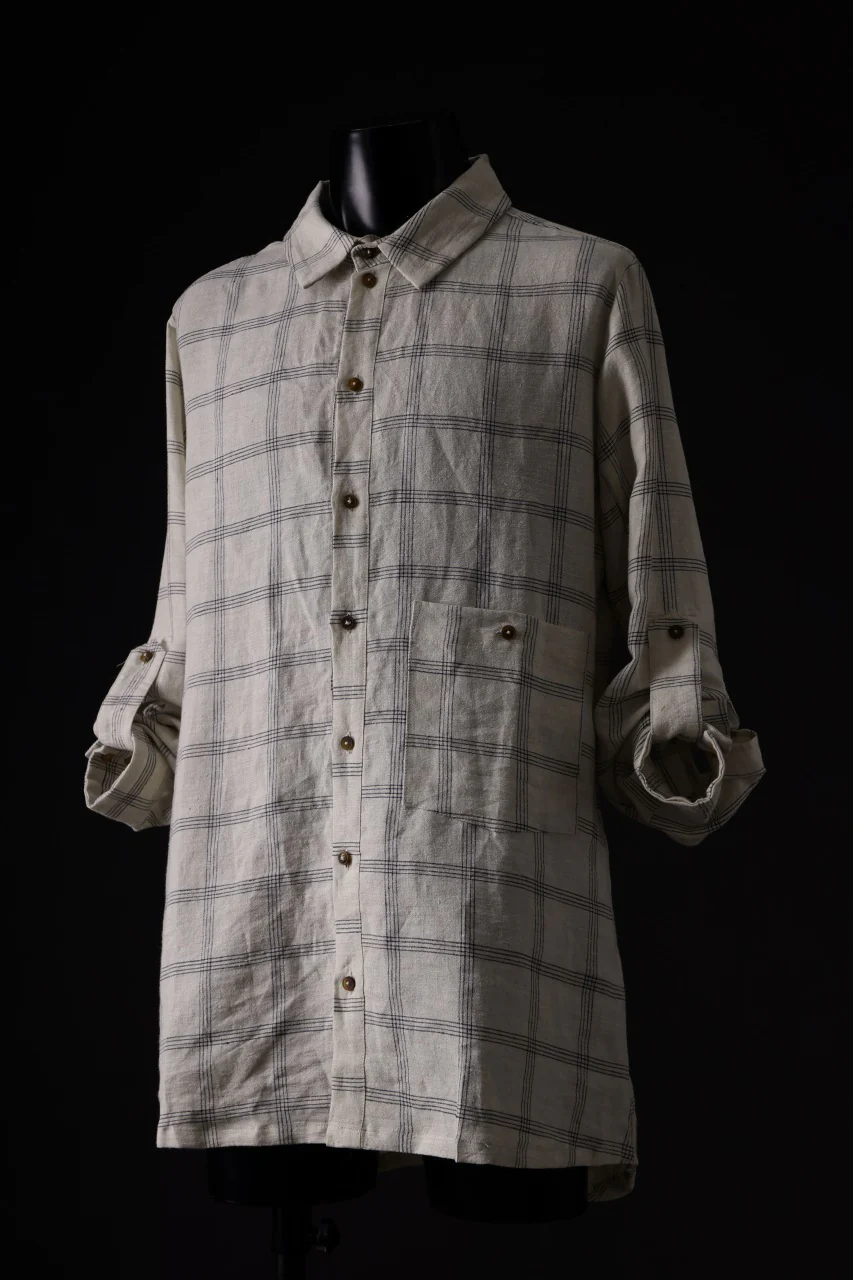 Aleksandr Manamis Strap Back Check Shirt (NAVY / OFF WHITE CHECK) - Image 2