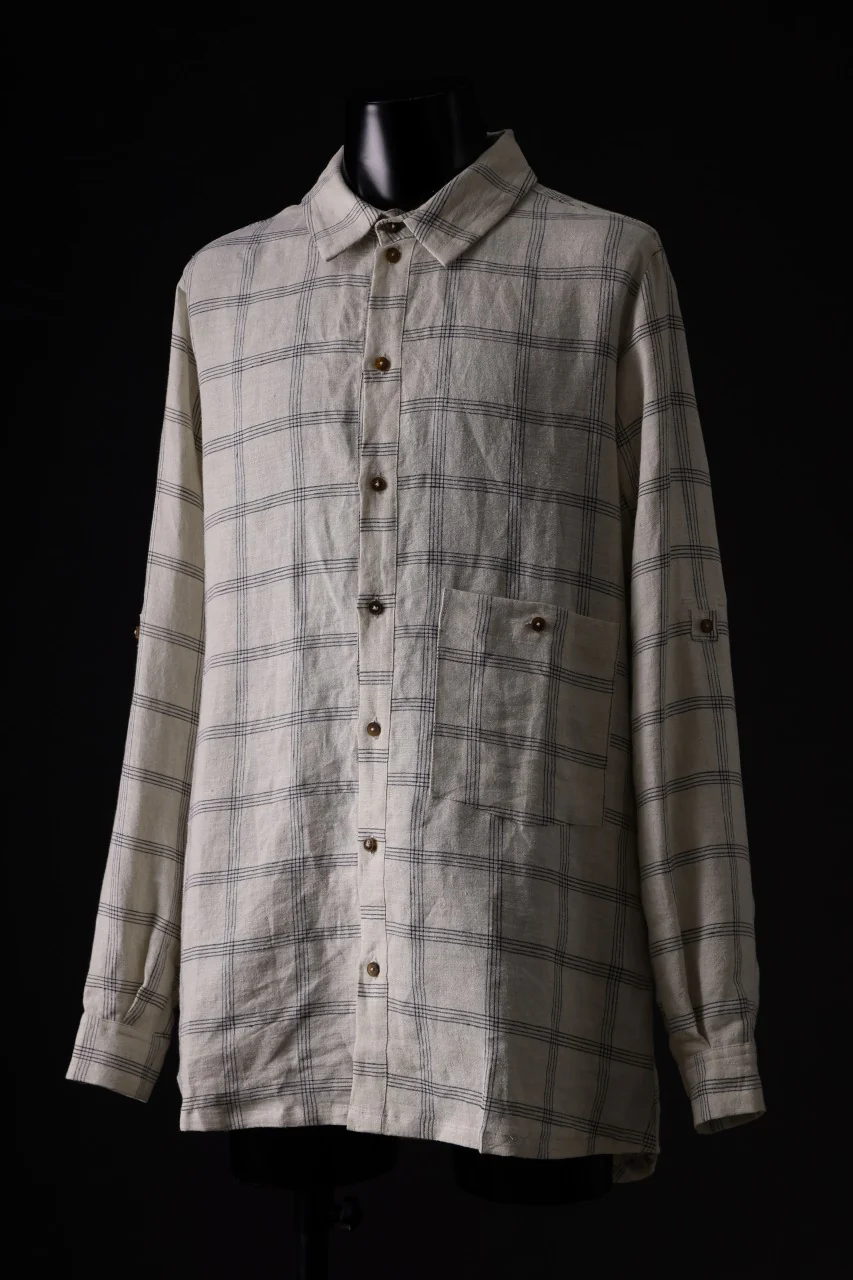 Aleksandr Manamis Strap Back Check Shirt (NAVY / OFF WHITE CHECK) - Image 4