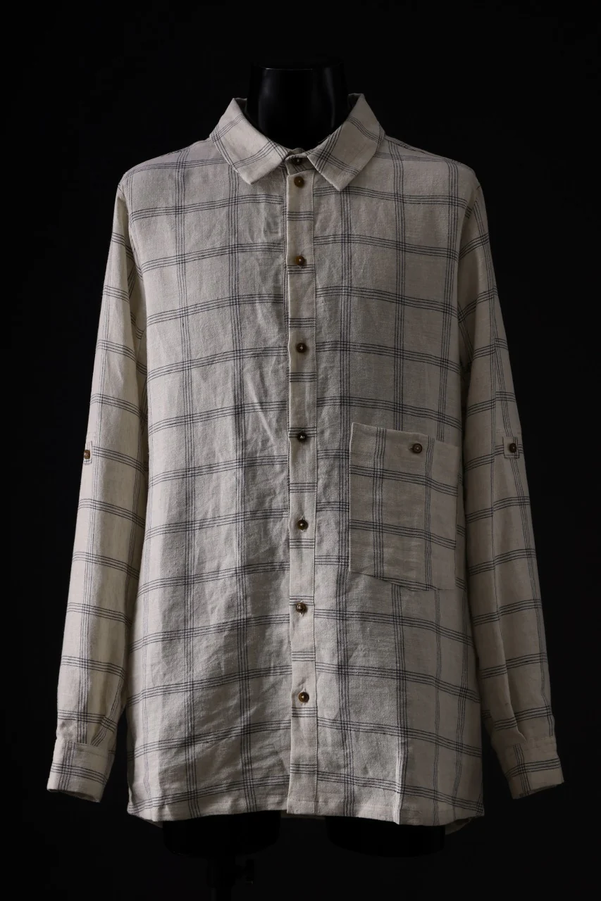Aleksandr Manamis Strap Back Check Shirt (NAVY / OFF WHITE CHECK) - Image 8