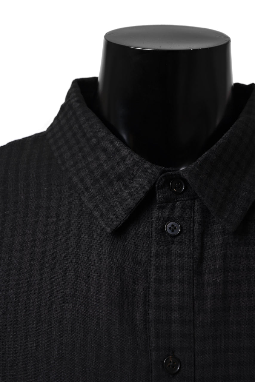 Aleksandr Manamis Tuck-Up Sleeve Shirt / CHECK & STRIPE (BLACK) - Image 10