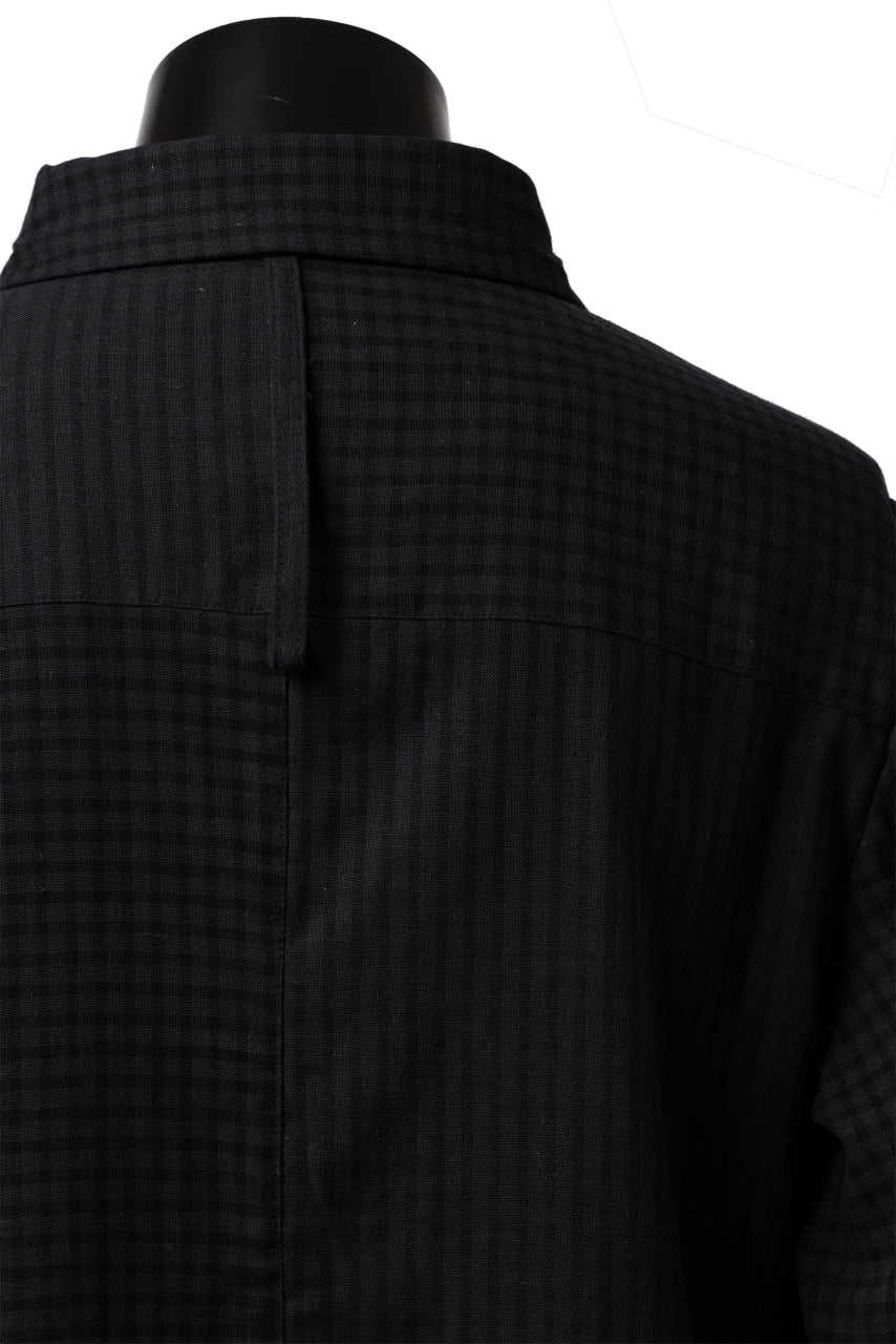 Aleksandr Manamis Tuck-Up Sleeve Shirt / CHECK & STRIPE (BLACK) - Image 14