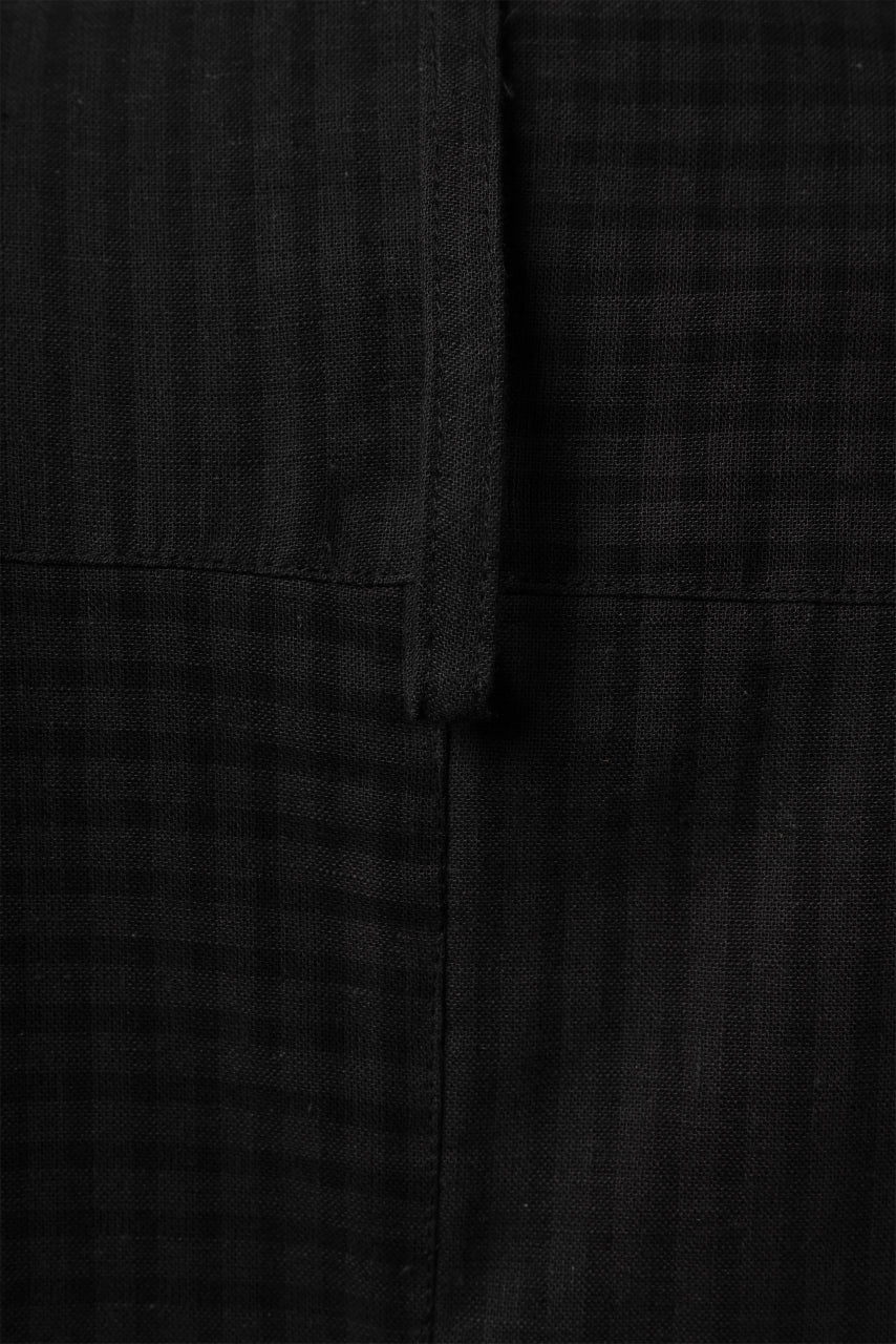 Aleksandr Manamis Tuck-Up Sleeve Shirt / CHECK & STRIPE (BLACK) - Image 16