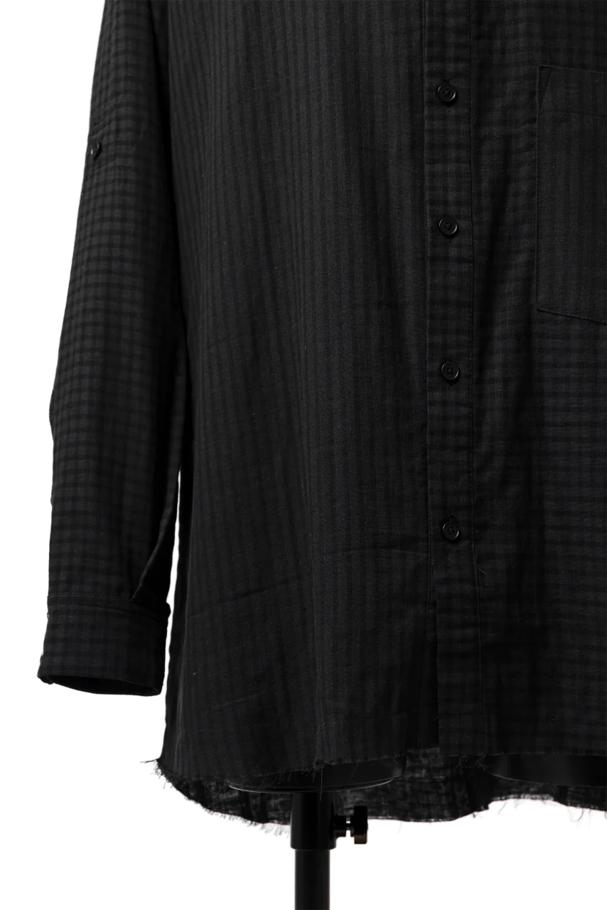 Aleksandr Manamis Tuck-Up Sleeve Shirt / CHECK & STRIPE (BLACK) - Image 8
