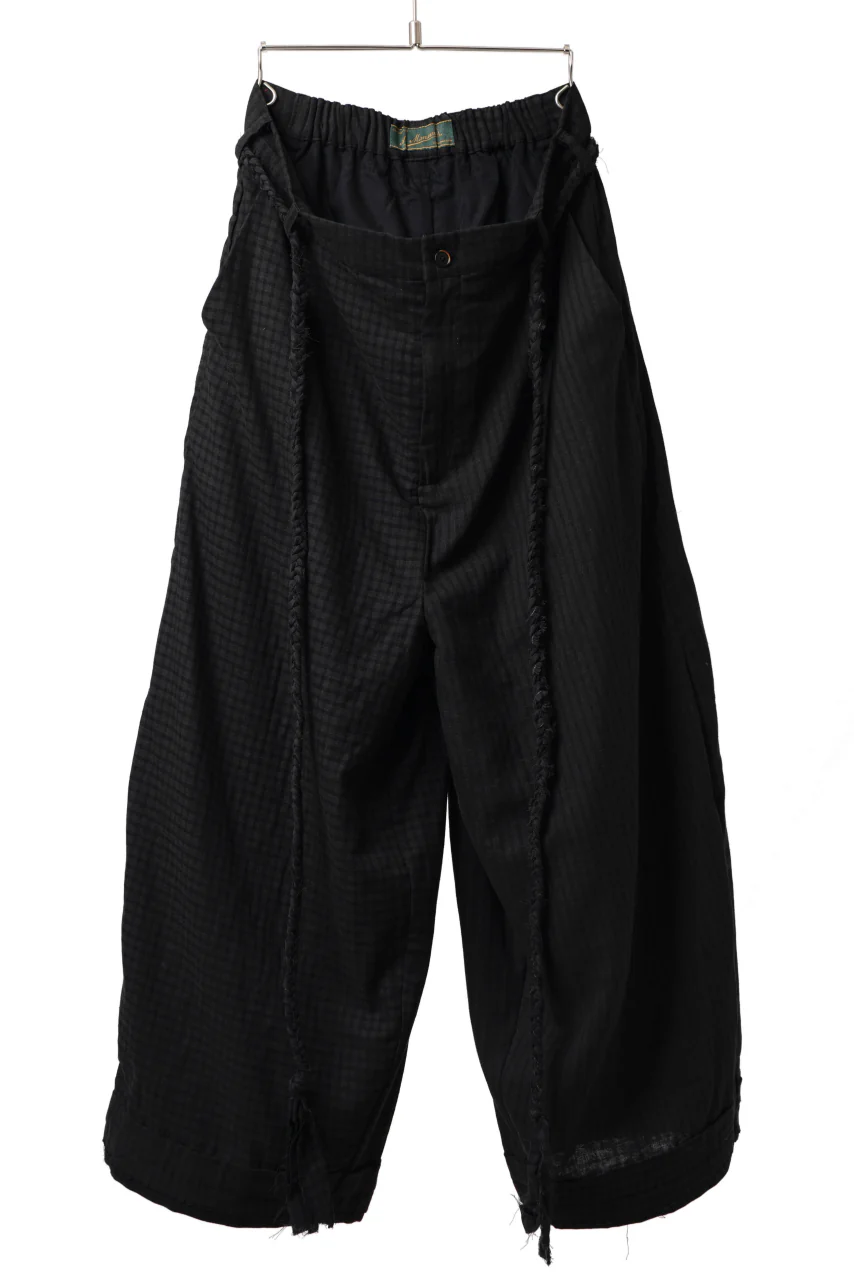 Aleksandr Manamis Wide Pant with Rope Code / CHECK & STRIPE (BLACK)