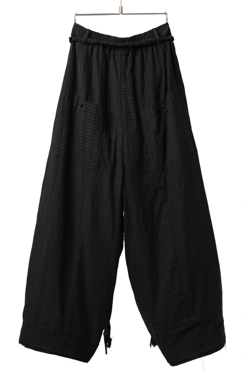 Aleksandr Manamis Wide Pant with Rope Code / CHECK & STRIPE (BLACK) - Image 3
