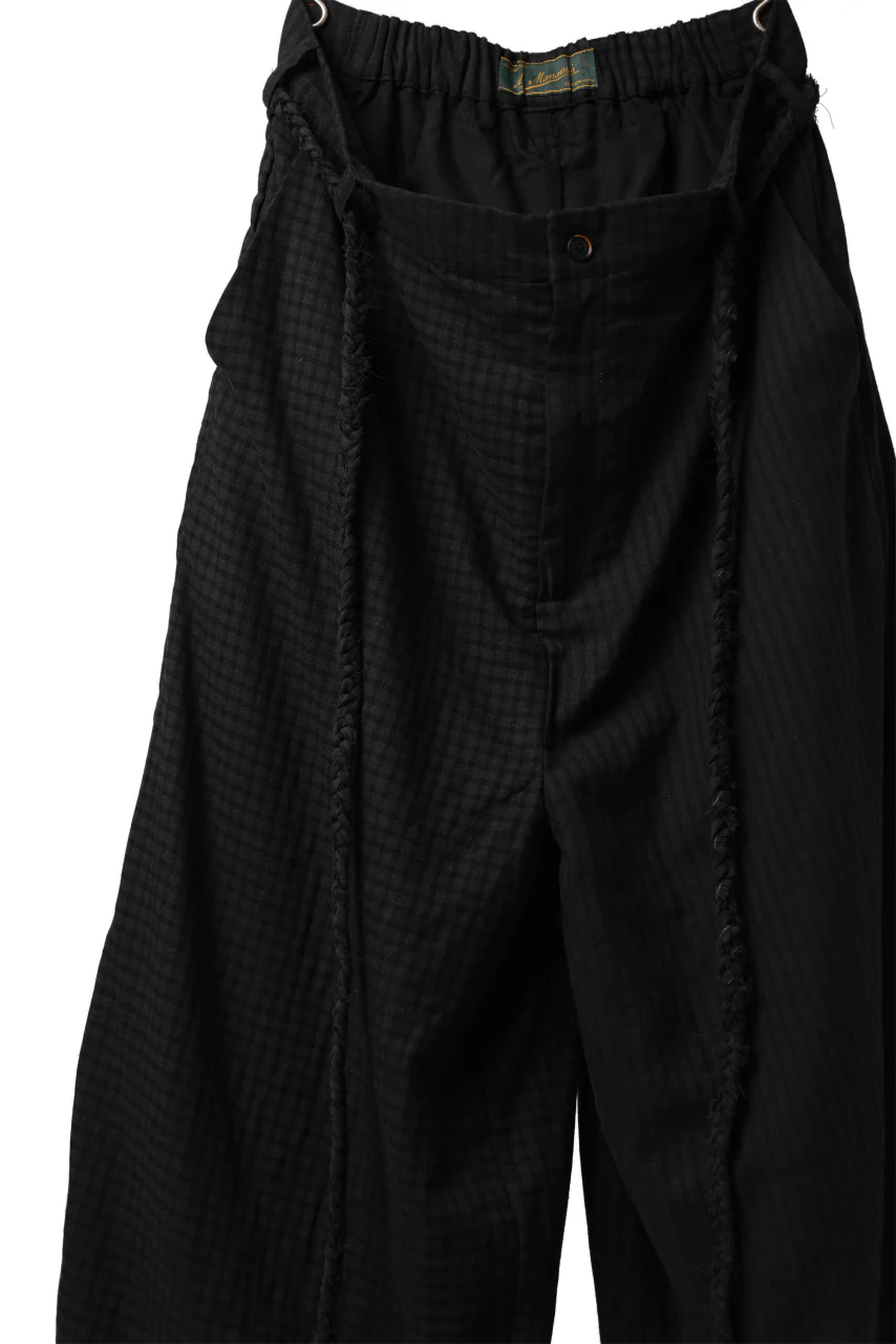 Aleksandr Manamis Wide Pant with Rope Code / CHECK & STRIPE (BLACK) - Image 4
