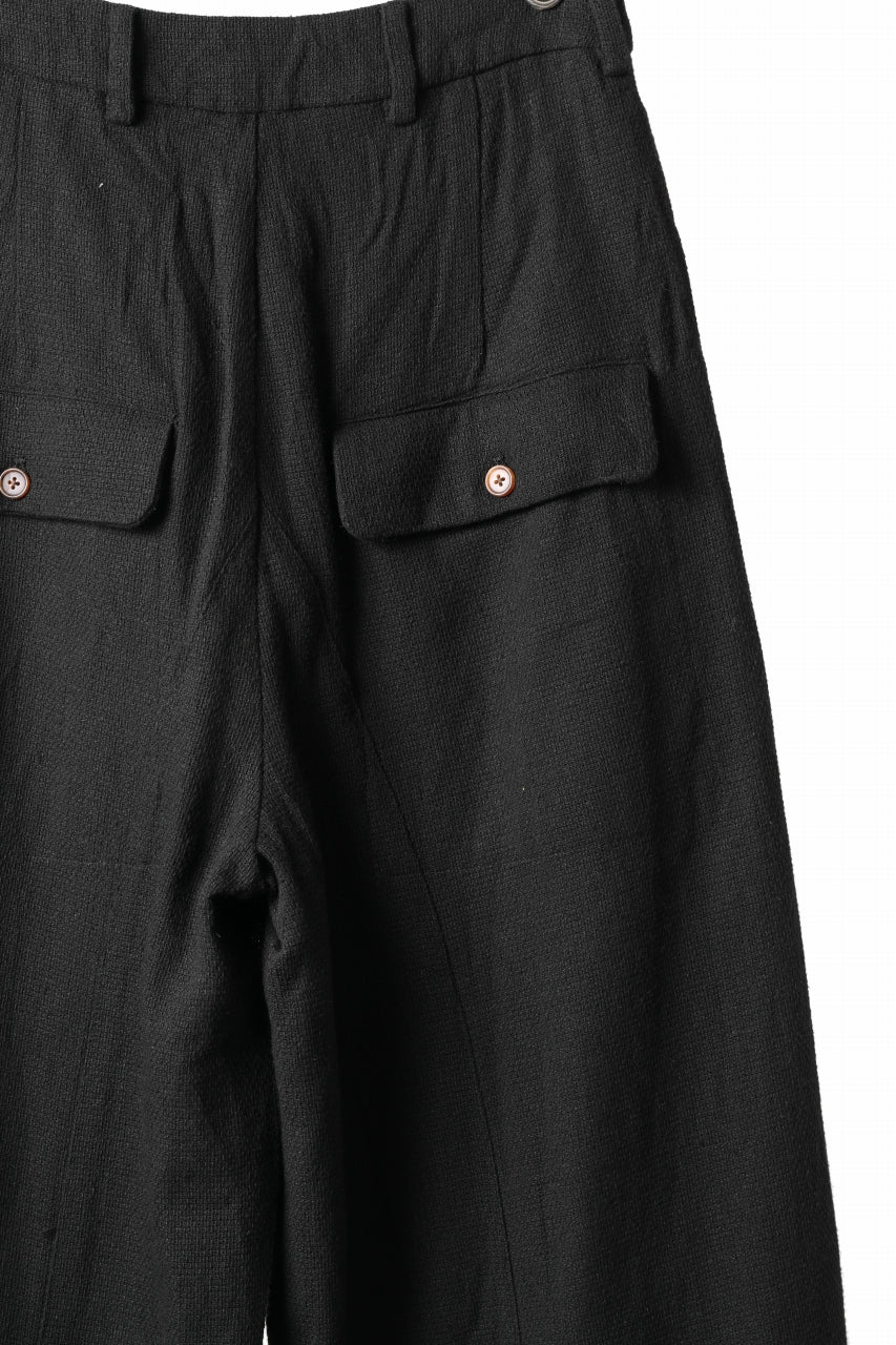 Aleksandr Manamis Wide Tapered Ankle Pant / Mesh Linen (BLACK) - Image 13