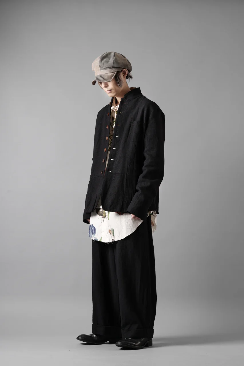 Aleksandr Manamis Wide Tapered Ankle Pant / Mesh Linen (BLACK) - Image 19
