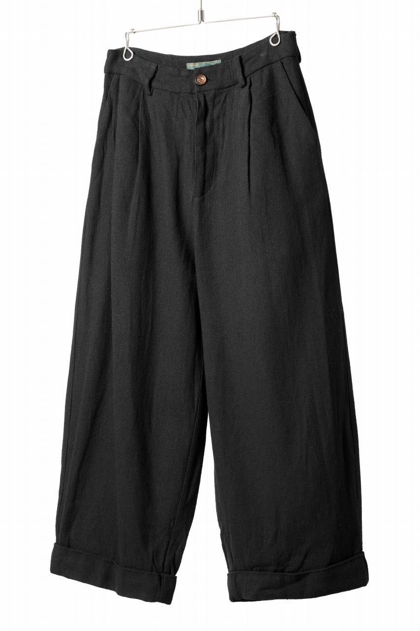 Aleksandr Manamis Wide Tapered Ankle Pant / Mesh Linen (BLACK) - Image 3