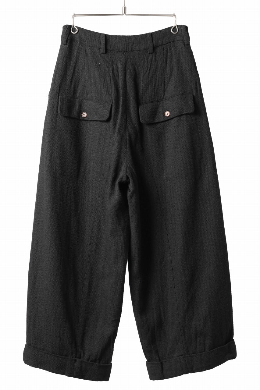 Aleksandr Manamis Wide Tapered Ankle Pant / Mesh Linen (BLACK) - Image 4