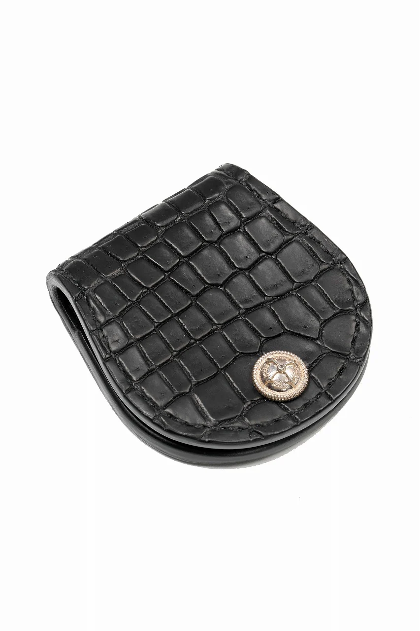 BACKLASH THE LINE CROCODILE+SILVER 925 BUTTON COIN PURSE (BLACK) - Image 4