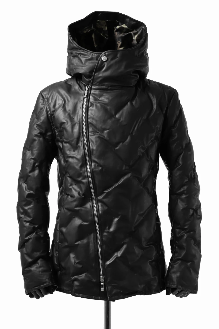 BACKLASH THE LINE exclusive HOODED DOWN JACKET / GUIDI CALF + POLISH WHITE GOOSE (BLACK)