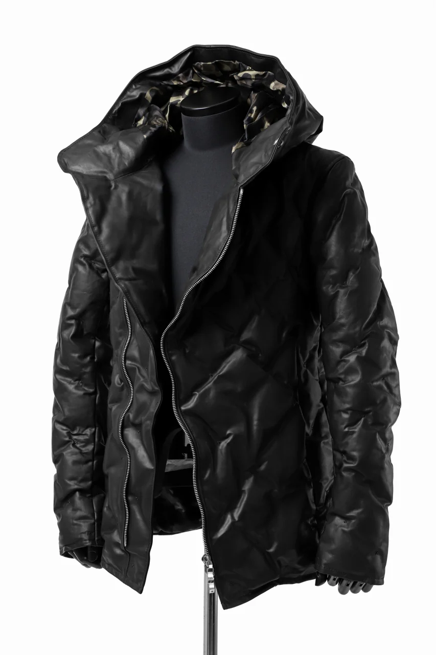 BACKLASH THE LINE exclusive HOODED DOWN JACKET / GUIDI CALF + POLISH WHITE GOOSE (BLACK) - Image 10
