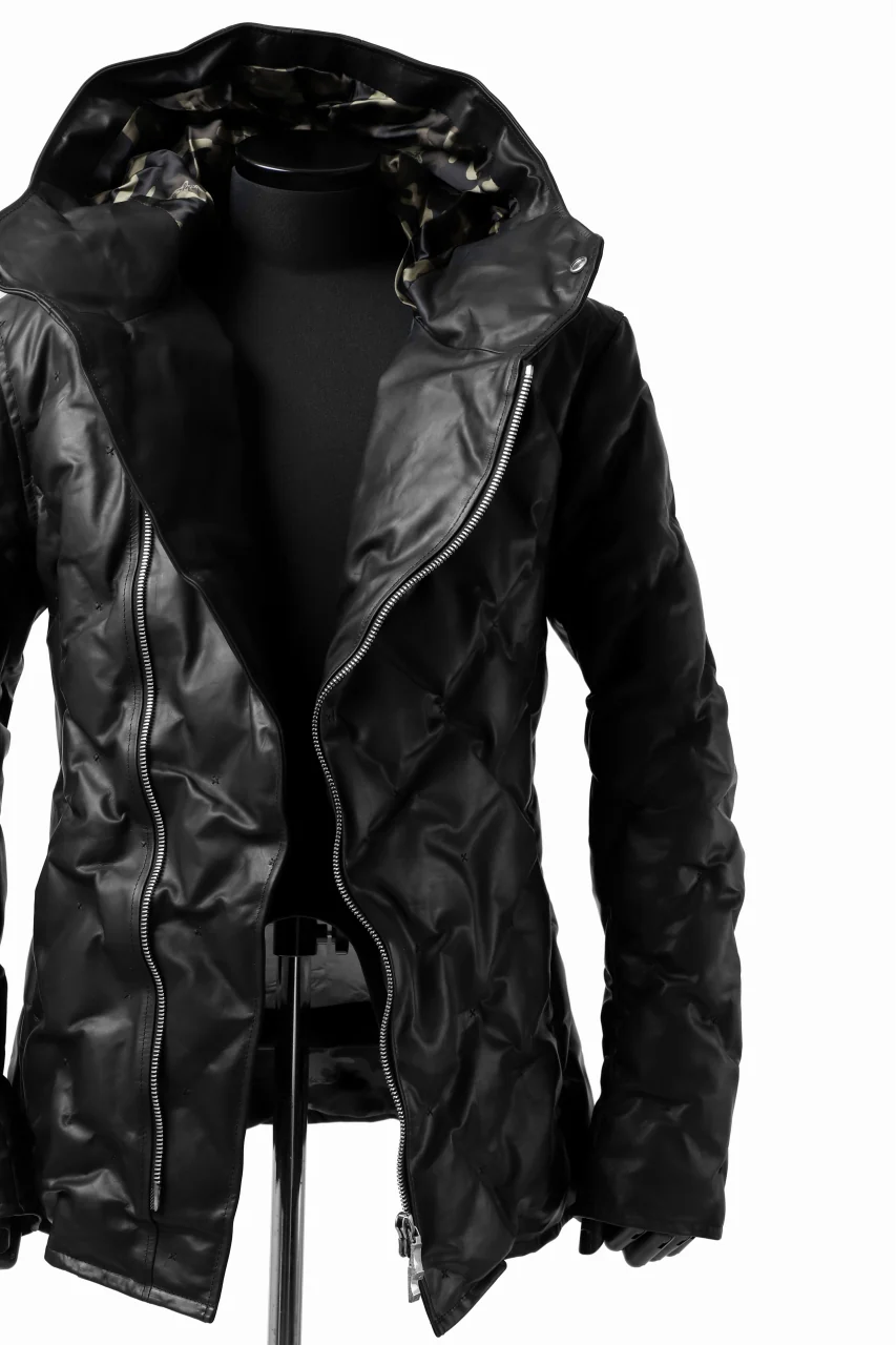 BACKLASH THE LINE exclusive HOODED DOWN JACKET / GUIDI CALF + POLISH WHITE GOOSE (BLACK) - Image 11