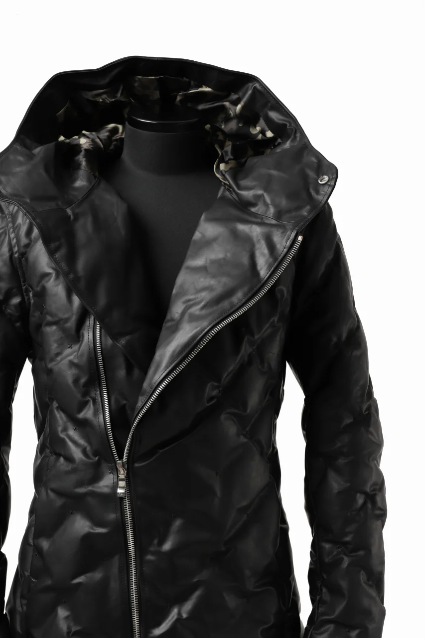 BACKLASH THE LINE exclusive HOODED DOWN JACKET / GUIDI CALF + POLISH WHITE GOOSE (BLACK) - Image 12