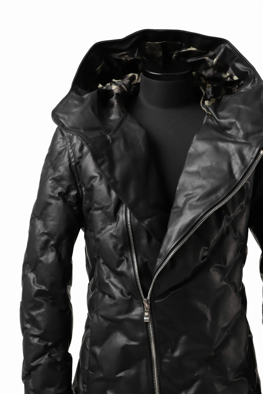 BACKLASH THE LINE exclusive HOODED DOWN JACKET / GUIDI CALF + POLISH WHITE GOOSE (BLACK) - Image 14