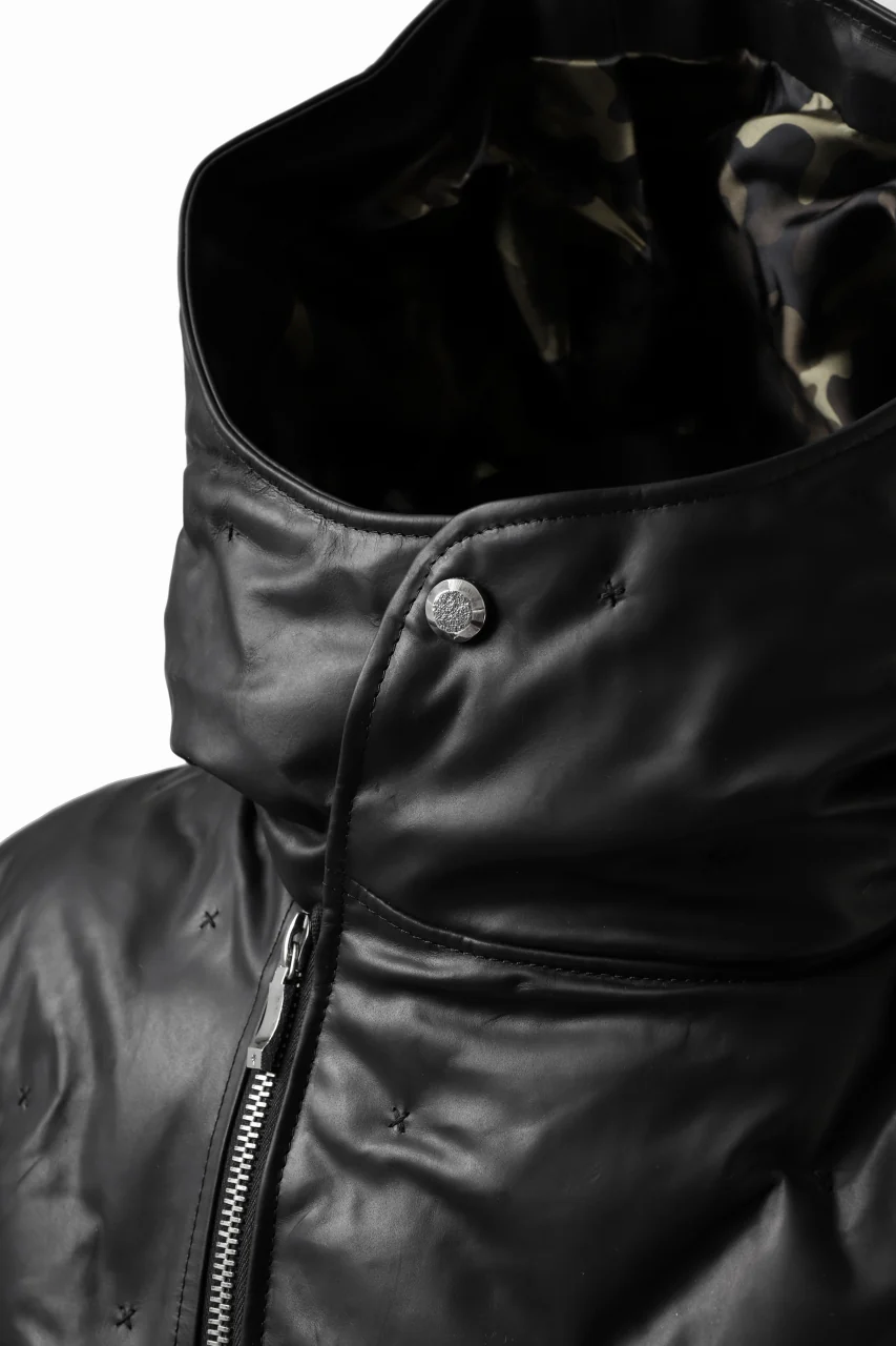 BACKLASH THE LINE exclusive HOODED DOWN JACKET / GUIDI CALF + POLISH WHITE GOOSE (BLACK) - Image 19