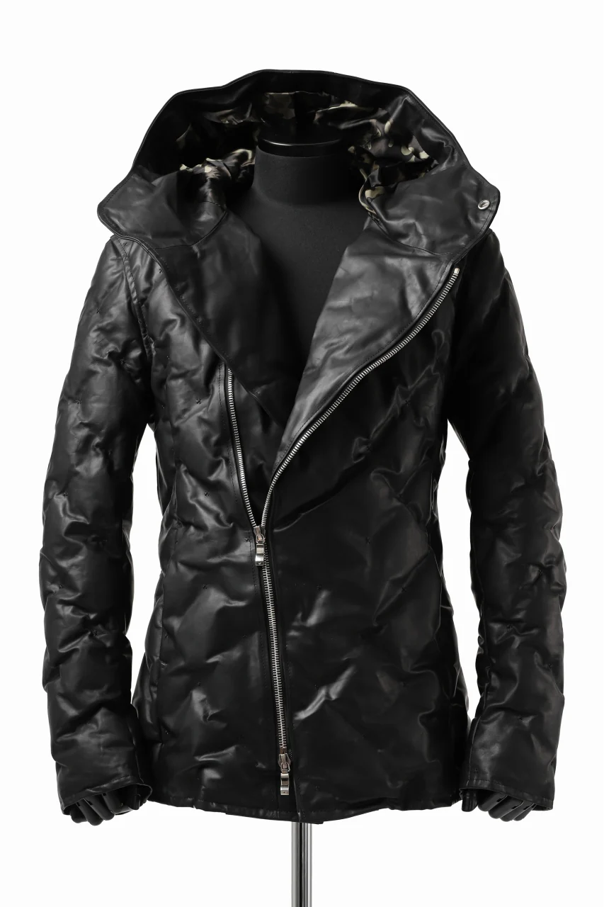 BACKLASH THE LINE exclusive HOODED DOWN JACKET / GUIDI CALF + POLISH WHITE GOOSE (BLACK) - Image 2