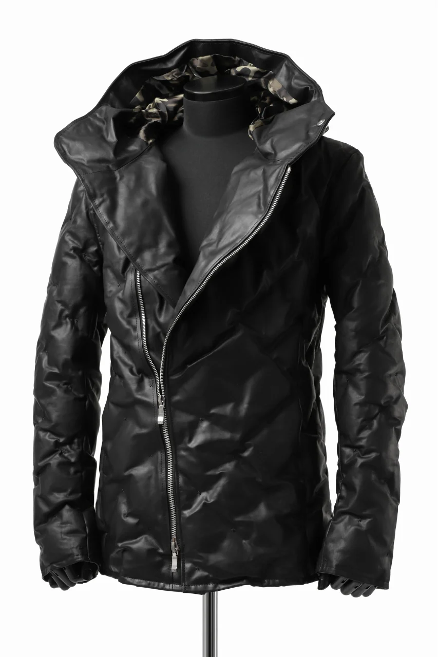 BACKLASH THE LINE exclusive HOODED DOWN JACKET / GUIDI CALF + POLISH WHITE GOOSE (BLACK) - Image 3