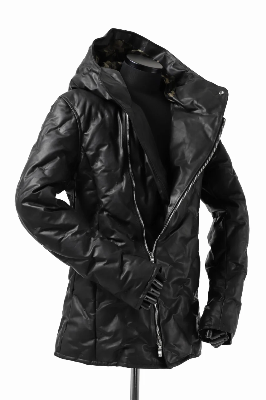 BACKLASH THE LINE exclusive HOODED DOWN JACKET / GUIDI CALF + POLISH WHITE GOOSE (BLACK) - Image 7