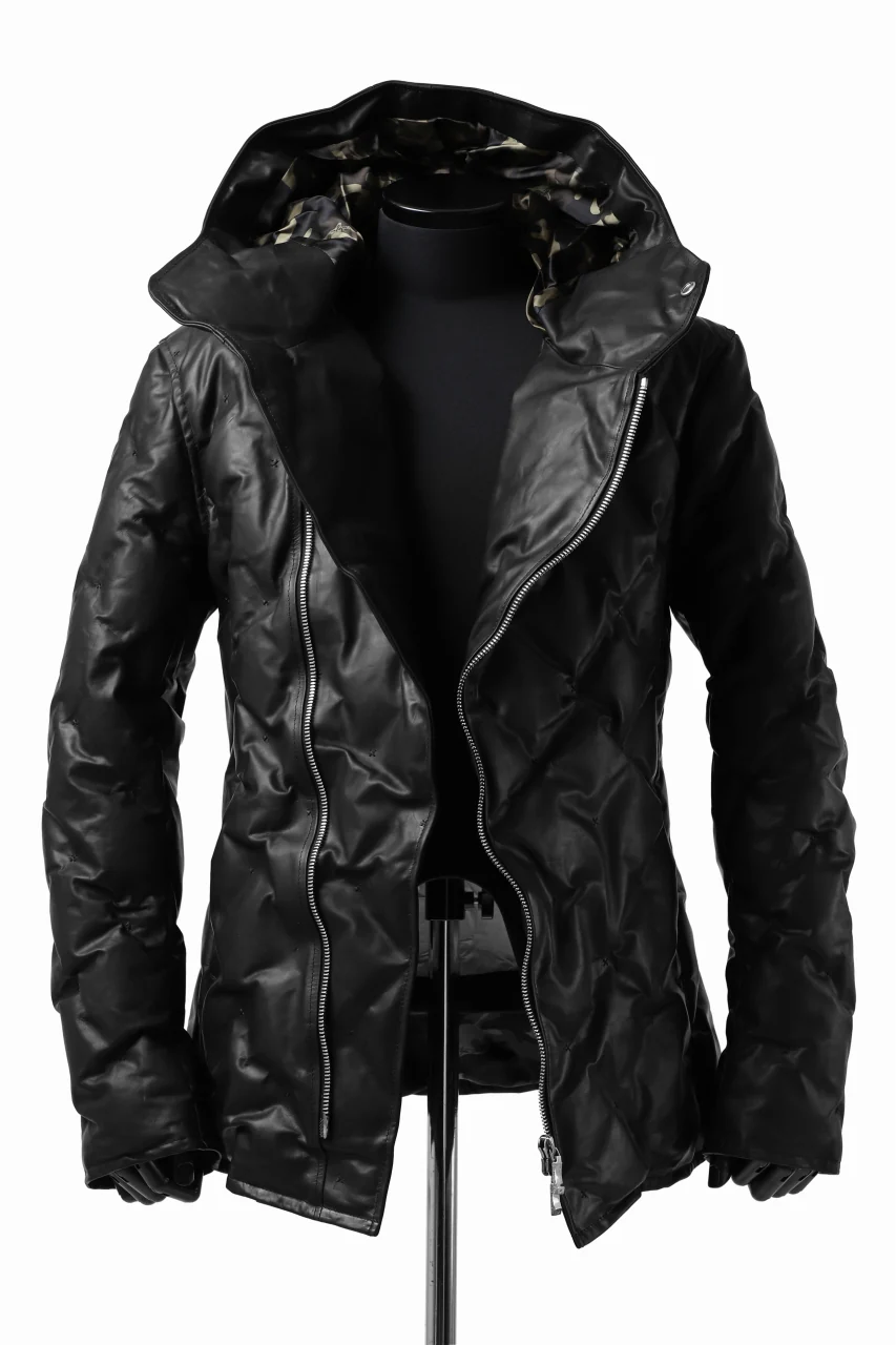 BACKLASH THE LINE exclusive HOODED DOWN JACKET / GUIDI CALF + POLISH WHITE GOOSE (BLACK) - Image 8