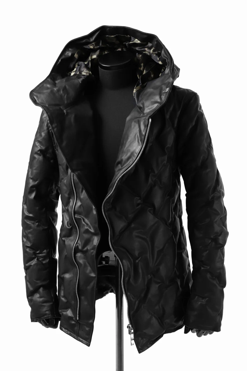 BACKLASH THE LINE exclusive HOODED DOWN JACKET / GUIDI CALF + POLISH WHITE GOOSE (BLACK) - Image 9
