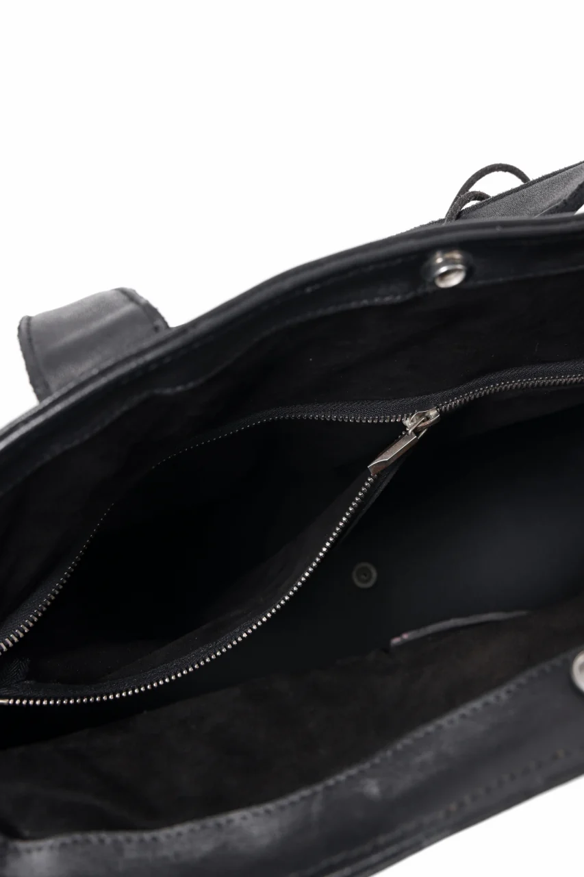 BACKLASH THE LINE OBJECT DYED TOTE BAG / GUIDI CAMEL + KANGAROO LEATHER with. SV925 (BLACK) - Image 15