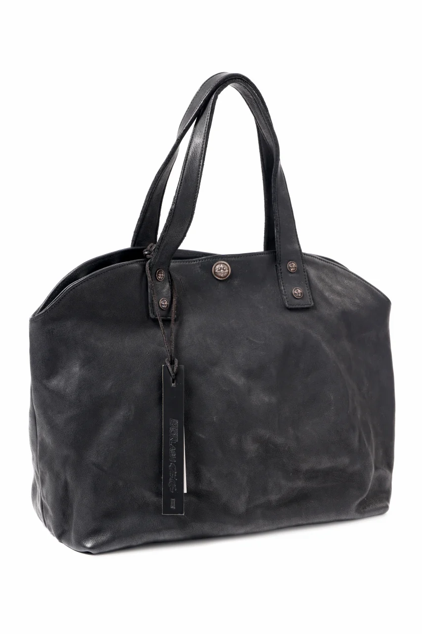 BACKLASH THE LINE OBJECT DYED TOTE BAG / GUIDI CAMEL + KANGAROO LEATHER with. SV925 (BLACK) - Image 2