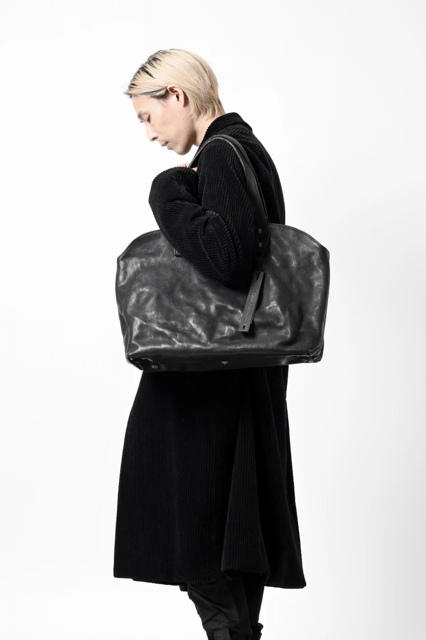BACKLASH THE LINE OBJECT DYED TOTE BAG / GUIDI CAMEL + KANGAROO LEATHER with. SV925 (BLACK) - Image 25