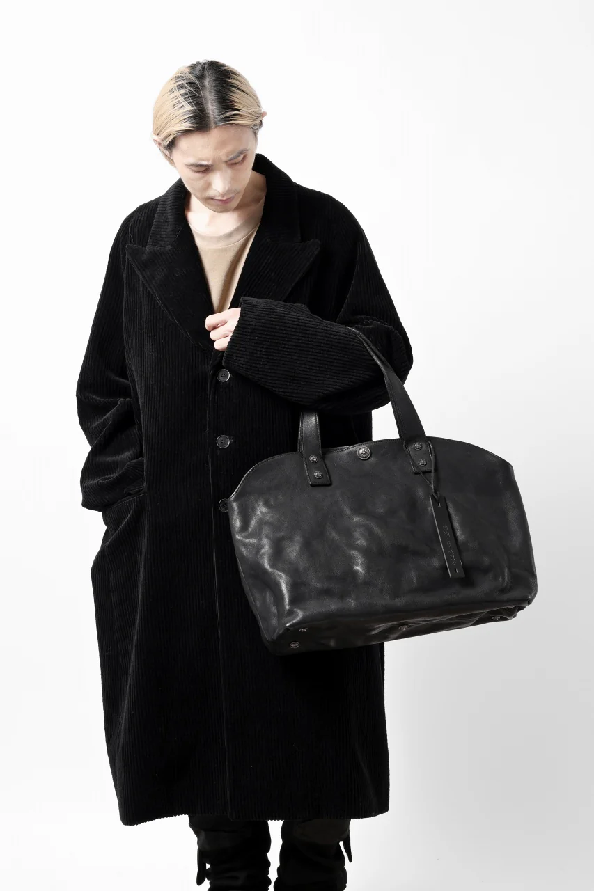 BACKLASH THE LINE OBJECT DYED TOTE BAG / GUIDI CAMEL + KANGAROO LEATHER with. SV925 (BLACK) - Image 27