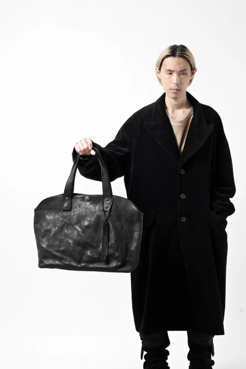 BACKLASH THE LINE OBJECT DYED TOTE BAG / GUIDI CAMEL + KANGAROO LEATHER with. SV925 (BLACK) - Image 29