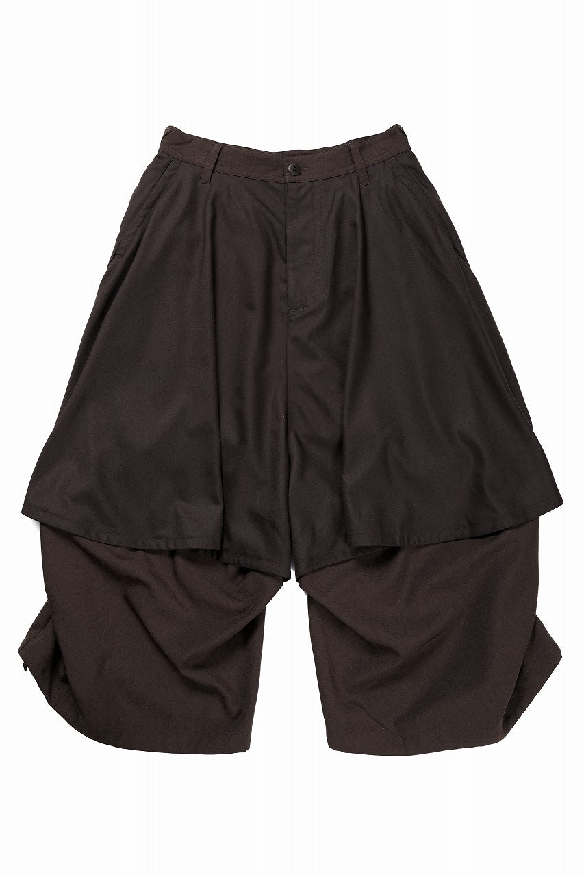 beauty : beast 8Q LAYERED SUPER WIDE SAROUEL PANTS (BROWN) - Image 3
