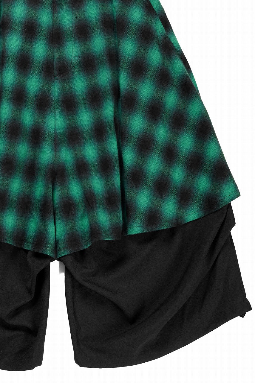 beauty : beast 8Q LAYERED SUPER WIDE SAROUEL PANTS / CHECKER EDITION (BLACK x GREEN) - Image 5