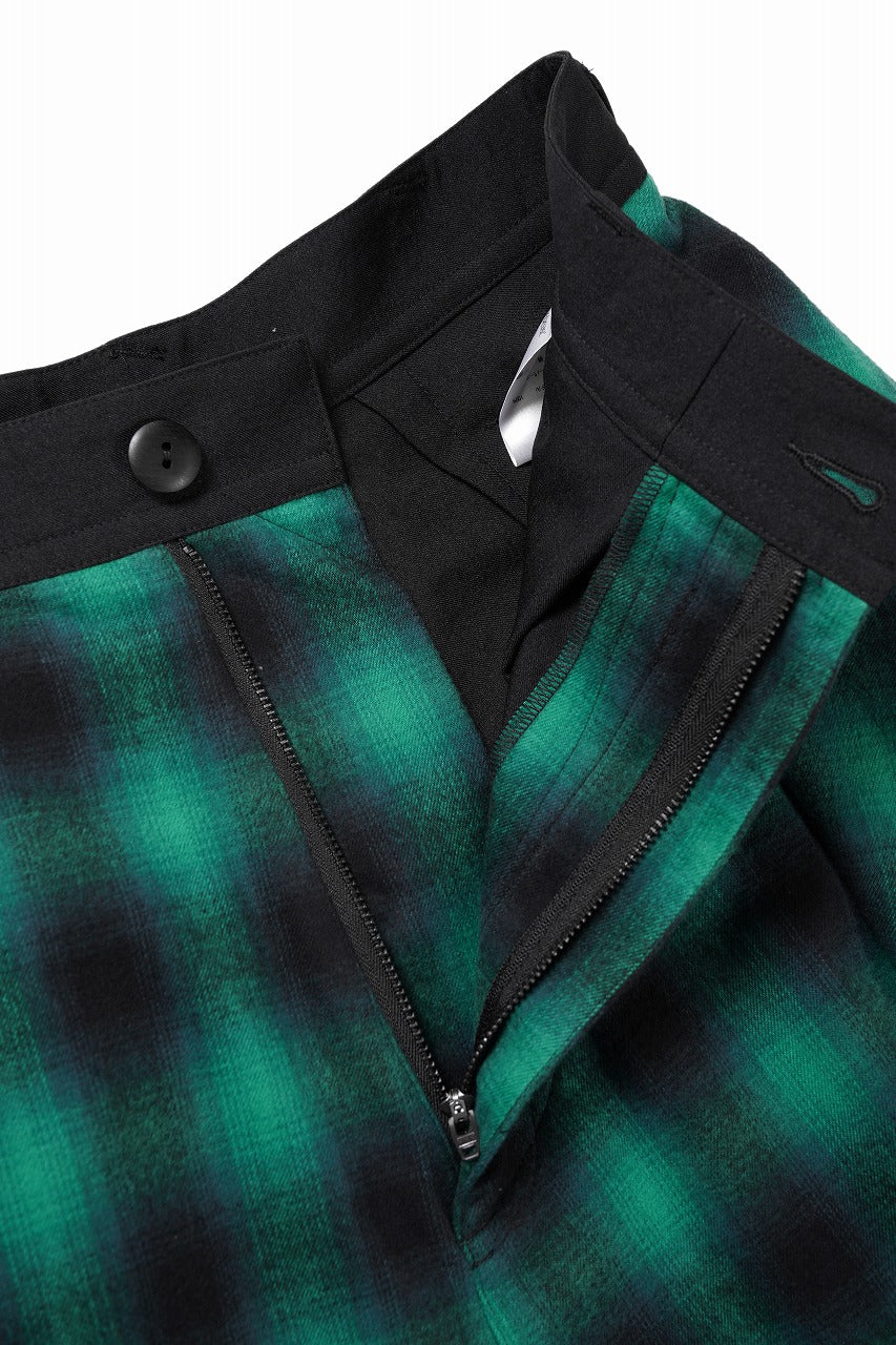 beauty : beast 8Q LAYERED SUPER WIDE SAROUEL PANTS / CHECKER EDITION (BLACK x GREEN) - Image 7