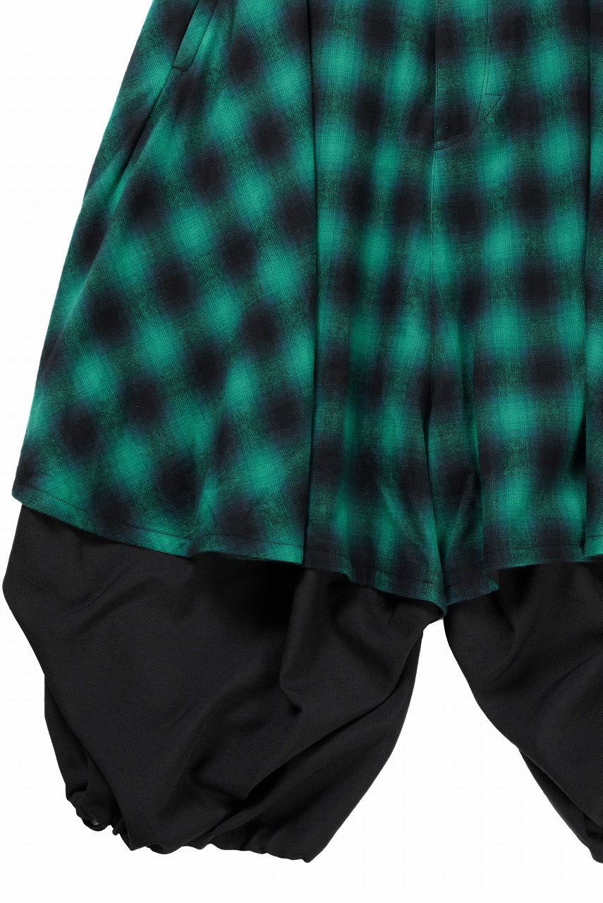 beauty : beast 8Q LAYERED SUPER WIDE SAROUEL PANTS / CHECKER EDITION (BLACK x GREEN) - Image 8