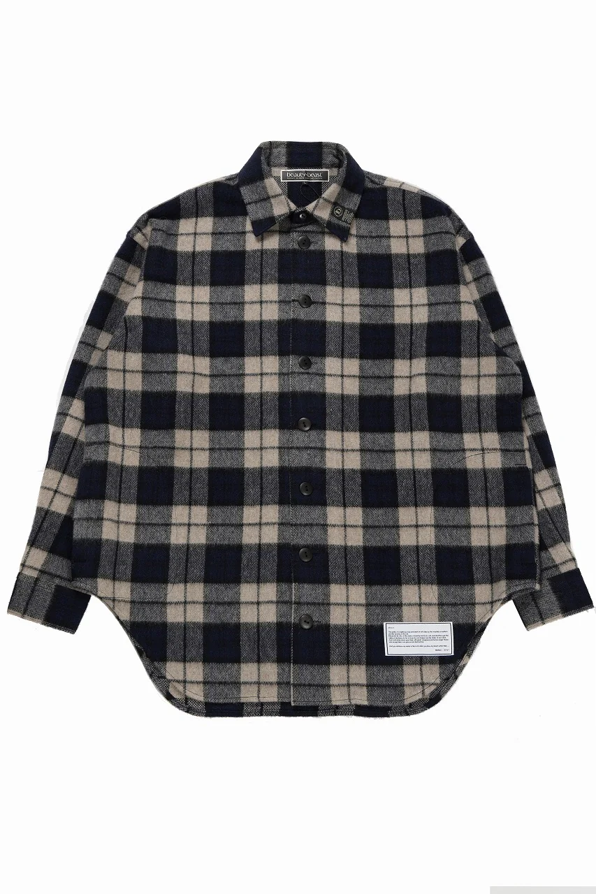 beauty : beast BEAVER TARTAN CHECK SHIRT (BEIGE CHECK) - Image 3