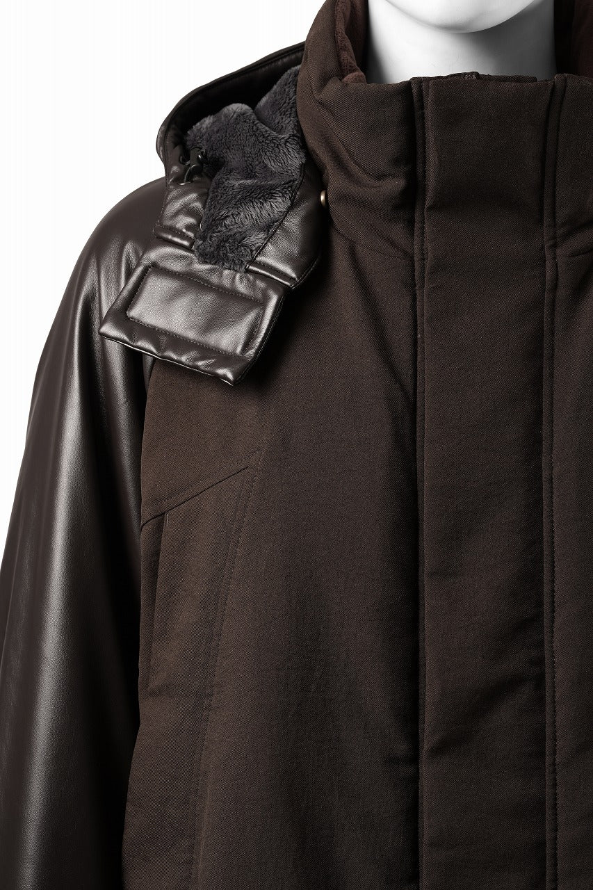 beauty : beast CONTRAST SLEEVE PADDED BLOUSON (BROWN) - Image 4