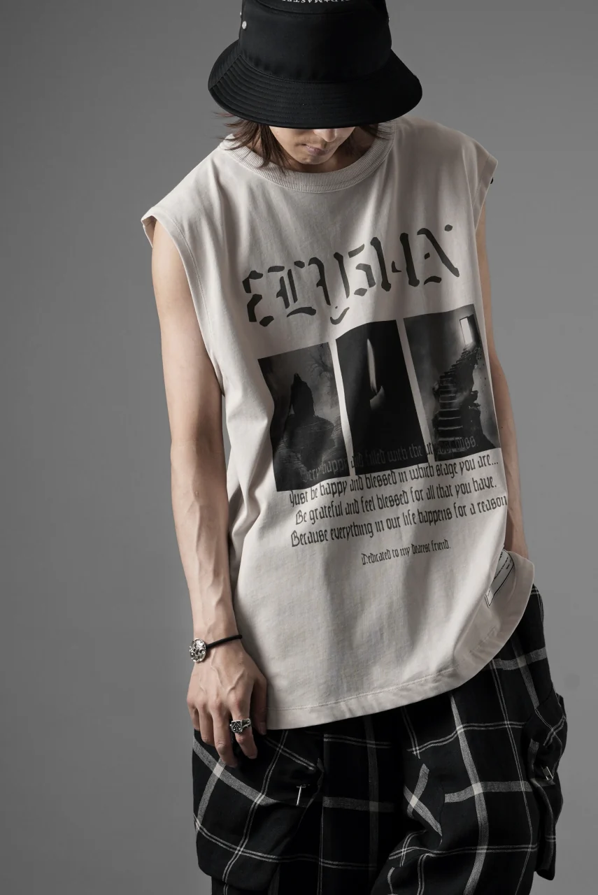beauty : beast ESSENTIAL GRAPHIC LINE SLEEVELESS TEE (ELYSIAN / BEIGE) - Image 11