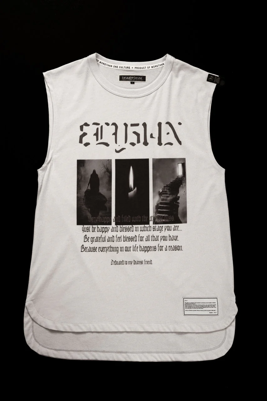 beauty : beast ESSENTIAL GRAPHIC LINE SLEEVELESS TEE (ELYSIAN / BEIGE) - Image 2