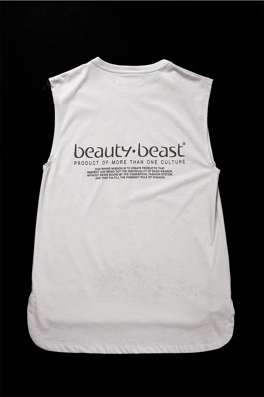 beauty : beast ESSENTIAL GRAPHIC LINE SLEEVELESS TEE (ELYSIAN / BEIGE) - Image 3