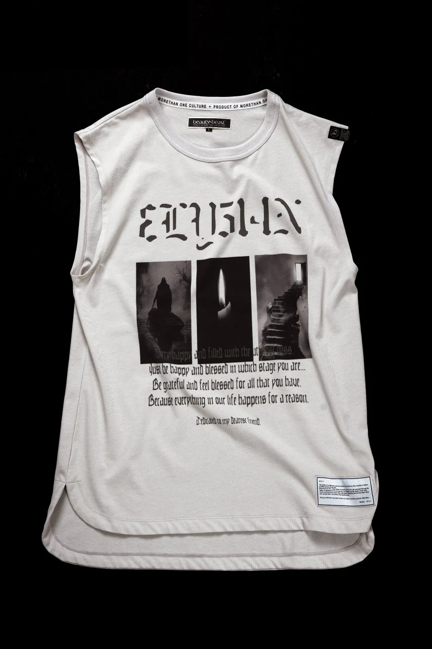 beauty : beast ESSENTIAL GRAPHIC LINE SLEEVELESS TEE (ELYSIAN / BEIGE) - Image 4