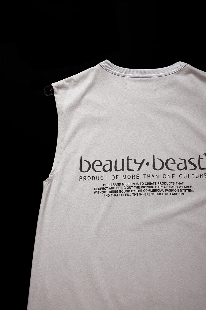 beauty : beast ESSENTIAL GRAPHIC LINE SLEEVELESS TEE (ELYSIAN / BEIGE) - Image 9